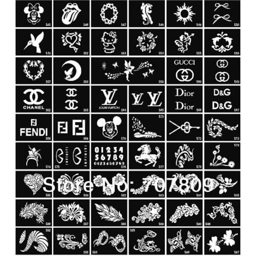 Free shipping 100 pcs Mixed Design Stencils for Body Painting Glitter Temporary Tattoo - 2014 NEW Picture