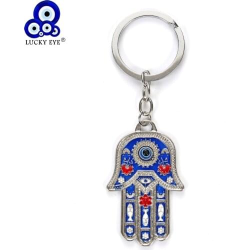 Lucky Eye Hamsa Hand Key Chain Evil Eye Keychain Oil Drop Fatima Hand Key Chain For Women Men Jewelry EY4926
