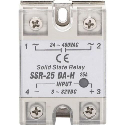 DC-AC Solid State Relay Non-Contact Switch SSR with Aluminum Heat Sink Plate SSR-25A-DA-H
