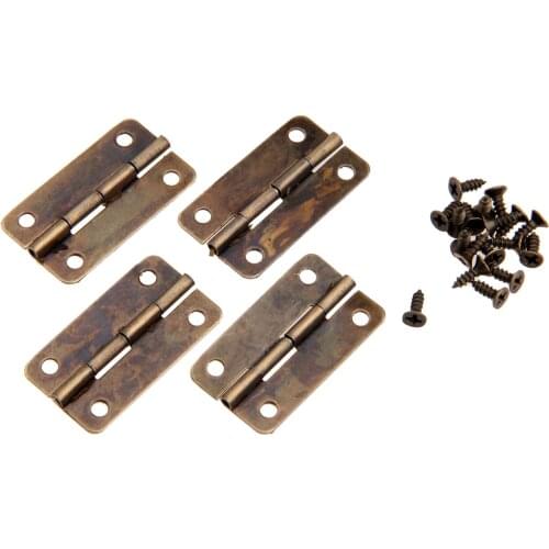 20pcs/4pcs Antique Bronze Hinges Iron Decorative 30*17mm 4 holes +screws Vintage Wooden Jewelry Box Wine case Furniture fittings