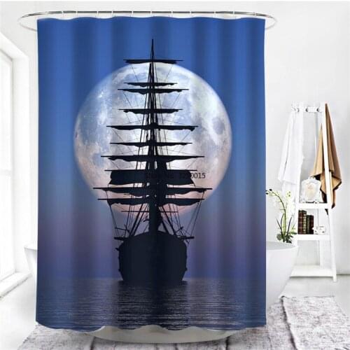 Navigation Lighthouse Printed Curtains For Bath Bathroom Decorative Blackout Screen Bath Bathtub Shower Decor