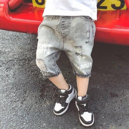 Toddler Boy Regular Fit Jeans Denim Hole Shorts Children Kids Cotton Summer Short Pants 2 Colors For Age 3-13 Year Teen Boys