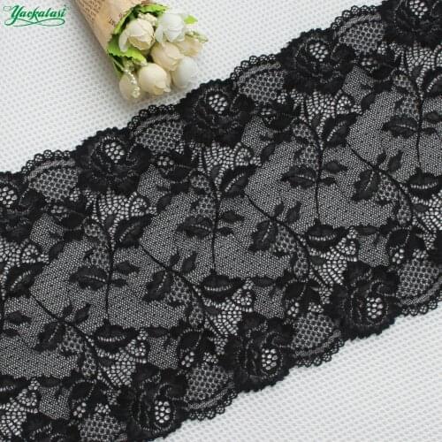 YACKALASI 5 Yards Stretch Lace Elastic Sexy Lingerie UnderWear Lace Trims Sewing 3D Flower Spandex Lace 20CM