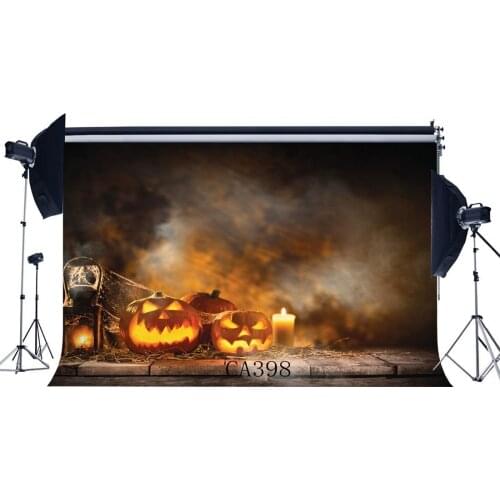 Photography Backdrops Halloween Horror Night Pumpkin Vintage Wood Floor Scene Adults Masquerade Portraits Photo Background