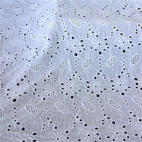 Ivory White Daisy Eyelet Cotton Lace Fabric Hollowed Out Flower Fabric DIY Handmade Sewing Craft 1 Yard
