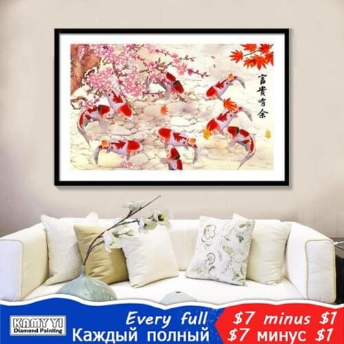 KAMY YI Full Square/Round Drill 5D DIY Diamond Painting "Good luck koi" Embroidery Cross Stitch Mosaic Home Decor Gift HYY