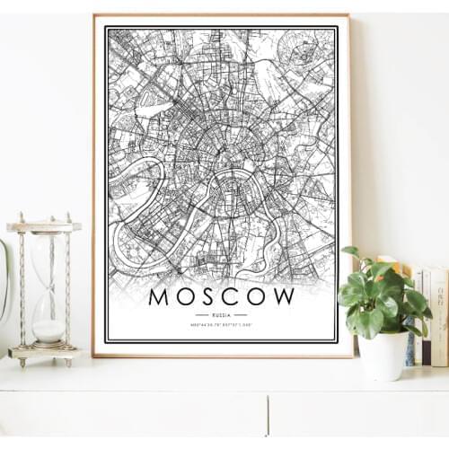 Moscow City Map Poster SAINT PETERSBURG and NOVOSIBIRSK Map Art Canvas Print Russia Maps Painting Home Office Wall Art Decor