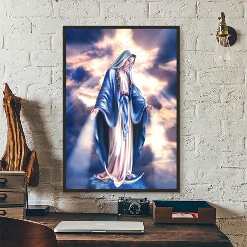 Jesus and The Virgin Mary Canvas Wall Art Posters and Prints Religion Figure Wall Painting Pictures for Home Design Interior