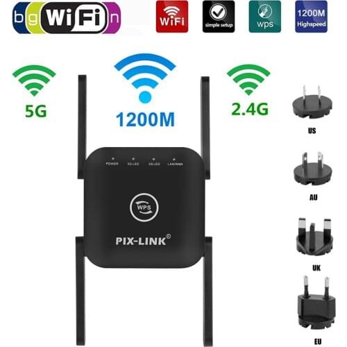 Kebidu 2.4G/5G Wifi Repeater 1200M Router Wifi Extender Long Range Dual Band Wi Fi Booster Wi-Fi Signal Amplifier Access Point