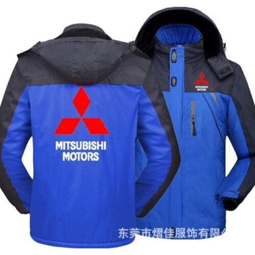 Winter Jacket Men for MITSUBISHI logo Thick Velvet Warm Coat Male Windproof Hooded Outwear Casual Mountaineering Overcoat C