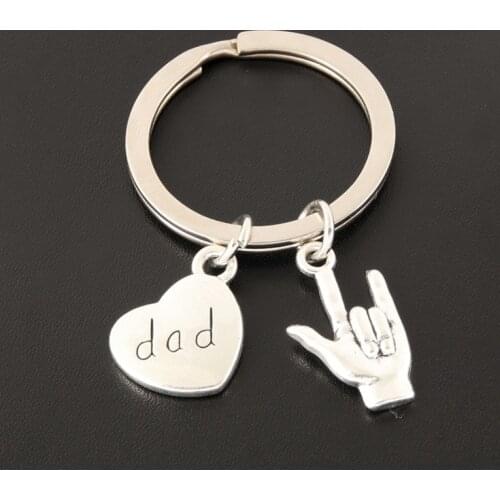 Fathers Day Best Gifts I Love Dad Keychain Gesture Keyring For Alloy DIY Memorial Ornaments