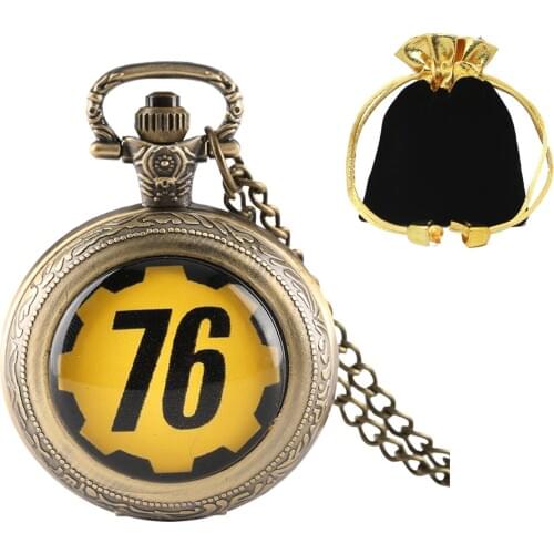 Trendy Pocket Watch Game Theme Fallout 4 Fallout 76 Trailer Radiant Power Armor Edition Man Children Pendant Necklace Gifts