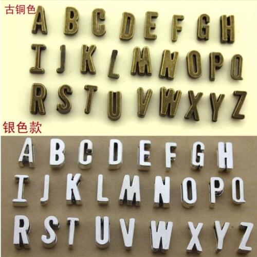 26 alloy letters set ancient silver vintage English Arabic alphabet perforated diy jewelry accessories