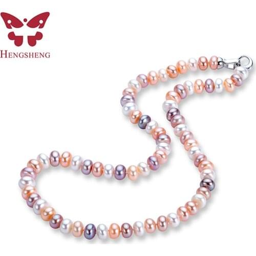 Promise 100% Natural Freshwater Pearl Necklaces For Women High Luster Real Pearl Jewelry Silver 925 Necklace
