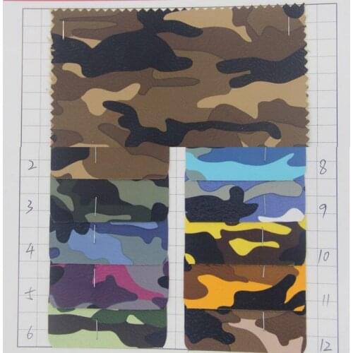 Factory wholesale embossed leather luggage bags camouflage litchi high quality synthetic PU leather fabric material