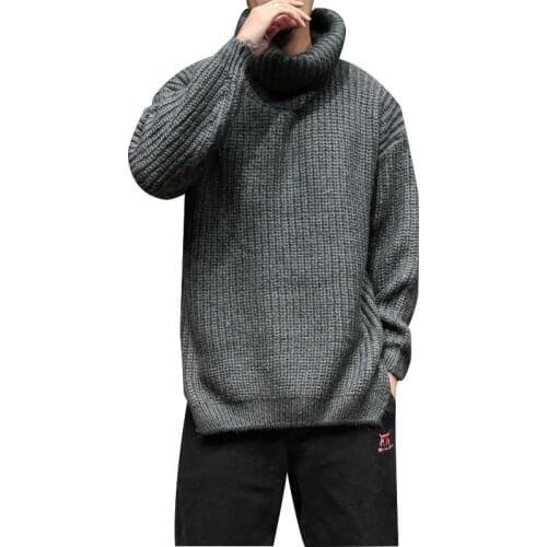 Autumn Winter Turtleneck Sweater Thermal Soft Solid Comfortable Thick Spacious Oversized Sweater Knitted Casual Male Pullovers