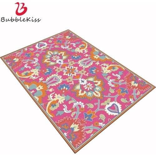 Bubble Kiss Ethnic Style Color Floral Bedside Mat Carpet Rugs For Living Room Decor Soft Children Room Baby Crawling Mat Carpet