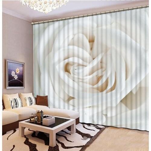 Customized size Luxury Blackout 3D Window Curtains For Living Room white flower curtains