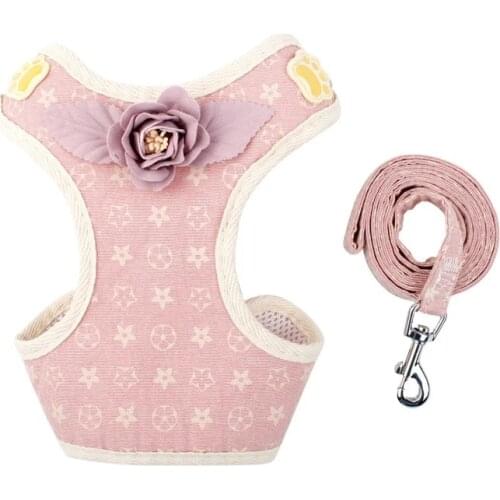 For Chihuahua Pug Dog Harness Small Medium Dogs Nylon Mesh Puppy Cat Harnesses Vest Reflective Walking Lead Leash Petshop Sets