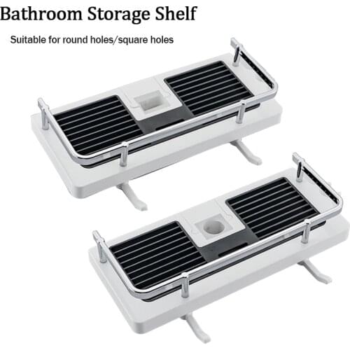 Shower Storage Rack Bathroom Pole Shelves Holder Detachable Tray Rack Organizer Shampoo Tray Single Tier Shower Head Holder