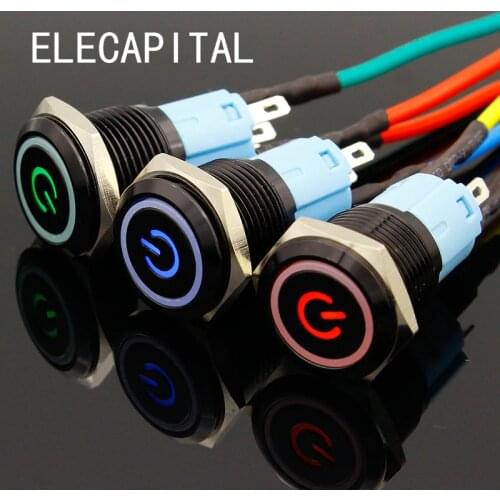 LED Locking 16mm Waterproof Metal Push Button Switch maintained metal switch Latching push button 3V 5V 12V 24V 48V 110V 220V