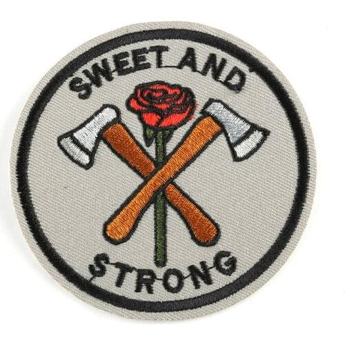 Tactical Sweet and Strong Embroidered Applique Badge Iron on Sew on Motif Motto Patch for Hat Bag Clothes DIY Accessories