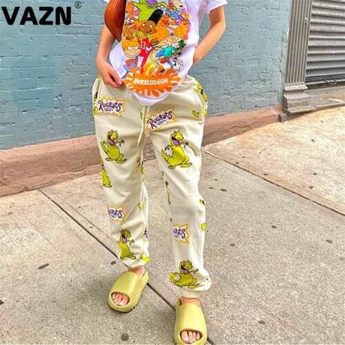 VAZN 2020 Top Quality Fancy Tracksuits Long Pants Regular Casual Young Free Soft Elastic Designer Women Long Pencil Pants