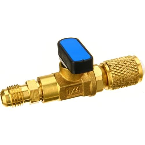 1PC HVAC A/C Straight Ball Valve SHUT-OFF Ball Valve Adapter Tool For R410a R134a 1/4" Auto Air Condition Refrigeration Tools