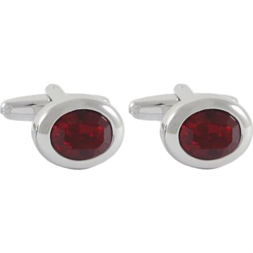 Oval Crystal Cuff Links Luxury Ruby Crystal Men Cuff Links Birthday Gift Wedding Cuff Links