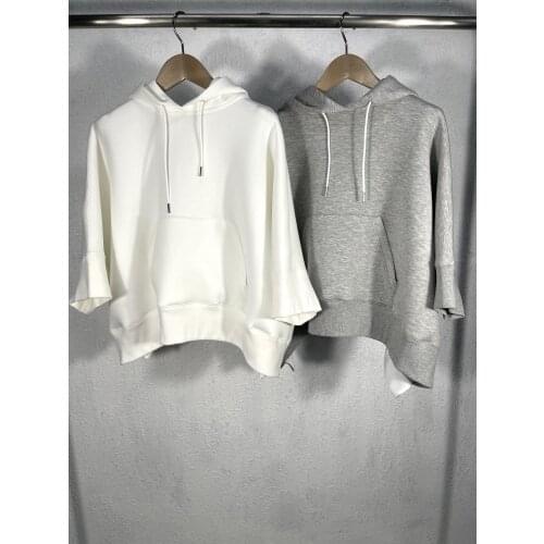 New Ladies Fashion 2021 Bat 3/4 Sleeve Hooded Pullover Sweatshirt 0315