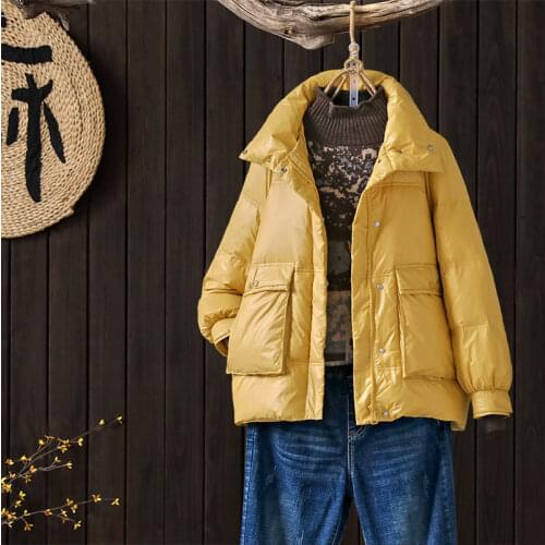 2021 Women Winter Down Jacket Short Stand Collar Loose Bread Clothing Casual Thickening Jacket Fashion Wild Female Down Coat