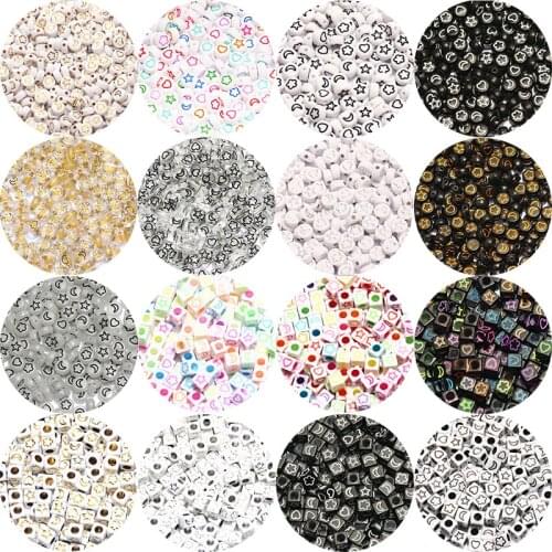 Mixed star/heart/moon acrylic beads loose round/square spacer beads for jewelry making diy charm necklace bracelet accessory
