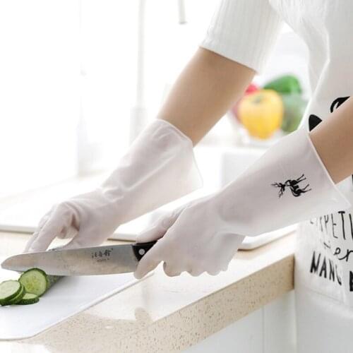1 pair Silicone Dishwasher Kitchen Durable Practical Cleaning Thin Rubber Gloves