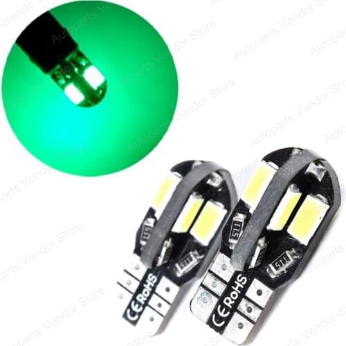 10Pcs Green T10 W5W 5630 8SMD LED Canbus Error Free Car Bulbs 168 194 2825 Clearance Lamps License Plate Reading Lights 12V