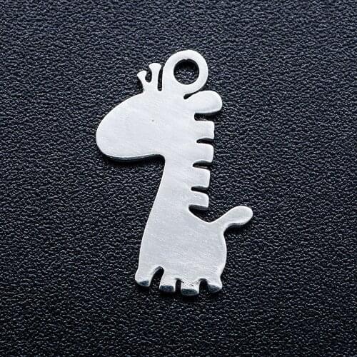 10pcs/lot 15*8.5mm Stainless Steel Crown Cute Giraffe Pendant Bracelet Charm DIY Jewelry Making Handicraft Accessories Wholesale
