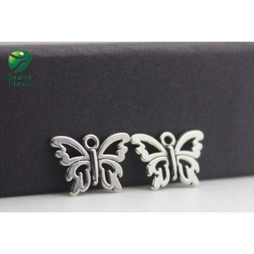 2020 Fashion Wholesale Antique Silver Color Butterfly Alloy Beads Accessories For Making Jewelry (50 Pieces/lot) ZA1069