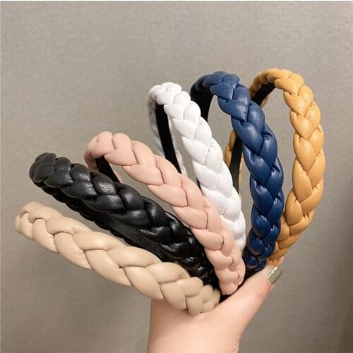 2021 Weaving Hairbands Braided Headband for Women PU Hair Bands Girls Hair Hoop Fashion Bezel Hair Accessories Party Headdress