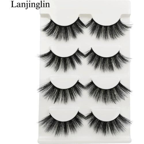 3/4Pairs Makeup Eyelashes 3D Mink Lashes Thick HandMade Fluffy Lashes Cruelty Free Volume Wispy Soft Lash Reusable False Eyelash