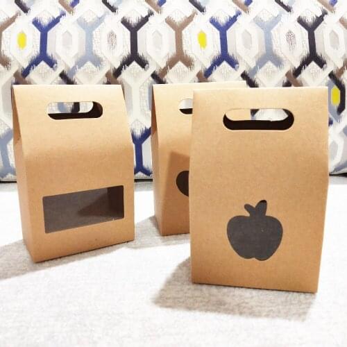 30 pcs Kraft Paper Party/Wedding Gift Bags,Cake/Chocolates/Candy Packing Bags Stand Up Food Clear PVC window Seal box 10x6x16cm