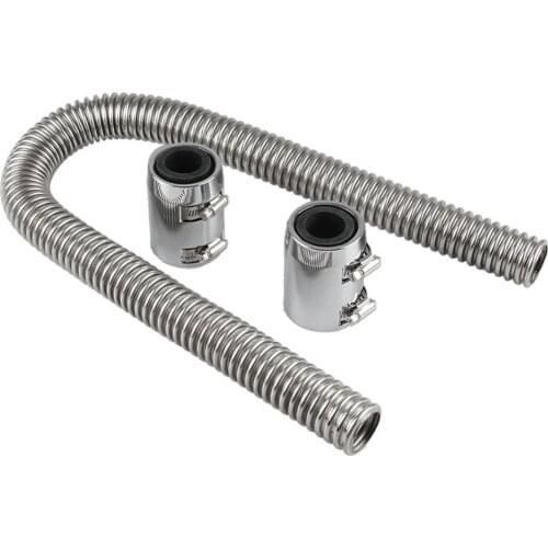 36in Universal Polished Flexible Stainless Steel Radiator Hose with Chrome Caps
