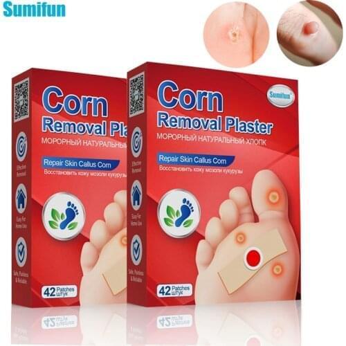 Sumifun 84pcs Wart Remover Corn Remover Pads Corn & Callus Plantar Medical Sticker Foot Pad Curative Plasters for Foot Care