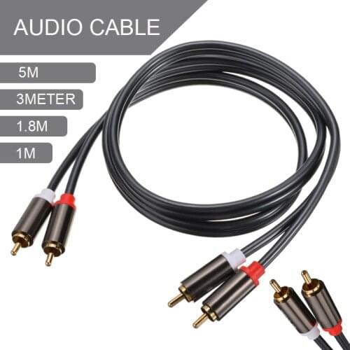 MAYITR 2RCA to 2 RCA Male to Male Audio Cable Gold-Plated RCA Audio Cables 1/1.8/3/5M for Home Theater DVD TV Amplifier