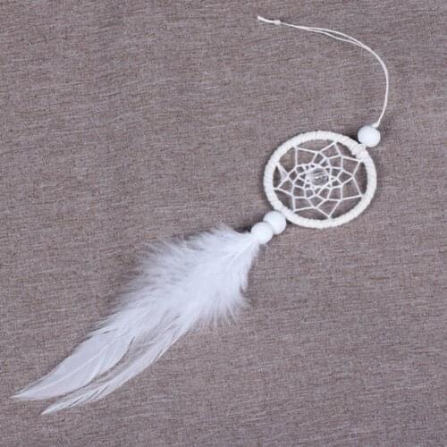 Car Pedant Mini Feather Wind Chimes Pure White Dream Catcher Wall Hanging Decor Home interior Ornament Needlework Bag Pendant
