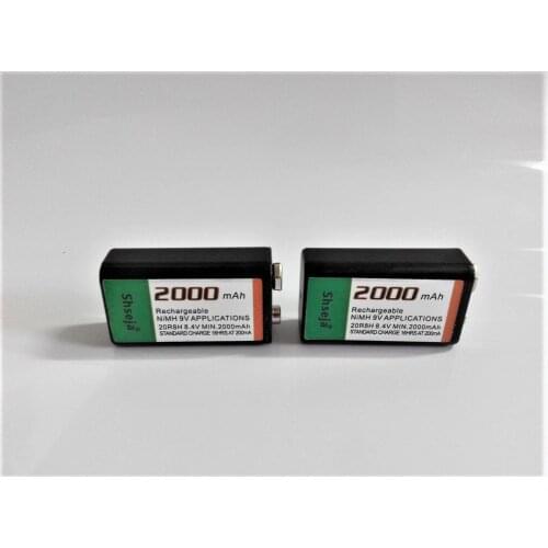 Free shipping 2pcs/lot Large-capacity 2000mAh 9V rechargeable battery 9 volt Ni-MH battery for Microphone