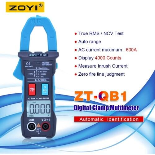 ZOYI Digital Clamp Meter AC 600A Surge Inrush Current 4000 Counts True-RMS AC/DC Voltage NCV Resistance Auto Range Flash light