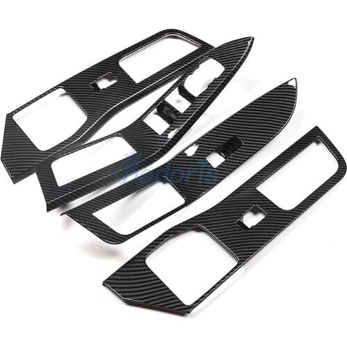 Carbon Fiber Color Interior Door Armrest Panel Window Glass Lift Cover Sticker For Ford Explorer 2020 2021 Auto Accessories