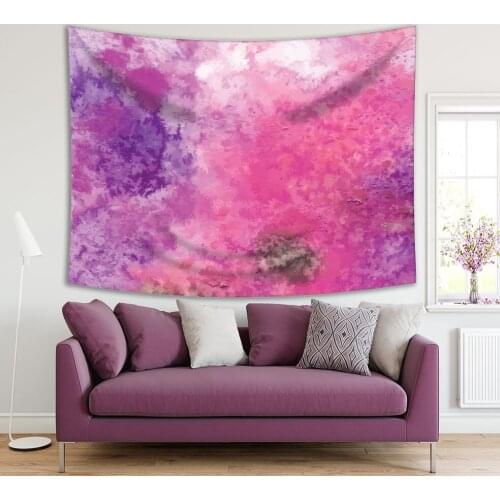Tapestry Abstract Watercolor Style Artwork Grunge Texture Bright Color Splashes in Pink Green Purple Decorative