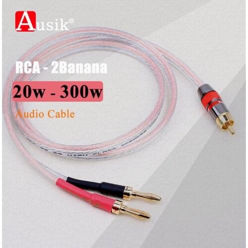 A070 HIFI RCA to 2 Banana Stereo Speaker Cable Audio-cable for Amplifier/ 1.5m 2m 3m 5m