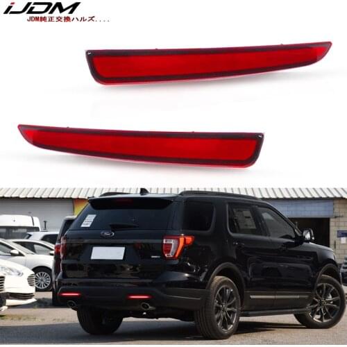 IJDM Red Lens Full LED Bumper Reflector Lights or 2016-2017 Ford Explorer Function as Tail, Brake & Rear Fog Lamps