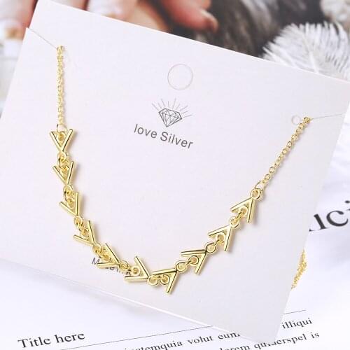 Personality Asymmetric Necklace White Gold Color Triangular Design Geometric Clavicle Choker Necklaces for Women Girl Jewelry